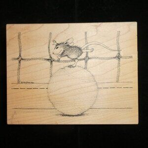 1999 House Mouse Tennis Ballet Wood Block Rubber Stamp